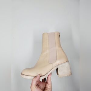 Free People Beige Leather Ankle Boots, Size 37